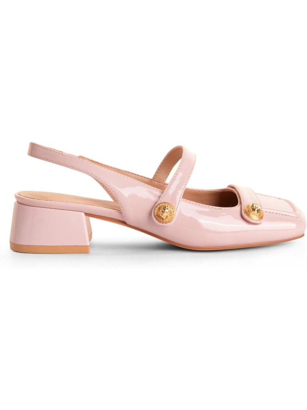 Women Pink Mary Jane Low Block Heel Closed Square Toe Office Pumps Dressy Shoes